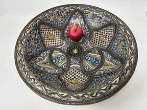 Antique Moroccan Moorish Handcrafted Ceramic Bowl Dish from Fez