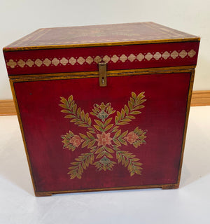 Moroccan Hand Painted Decorative Storage Trunk Chest Side Table