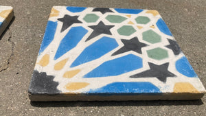 Moroccan Encaustic Cement Tile with Moorish Fez Design