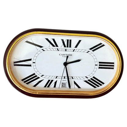 Cartier Paris Accordion Clock with Date and White Roman Numeral Dial Circa 1980 — detail view 8