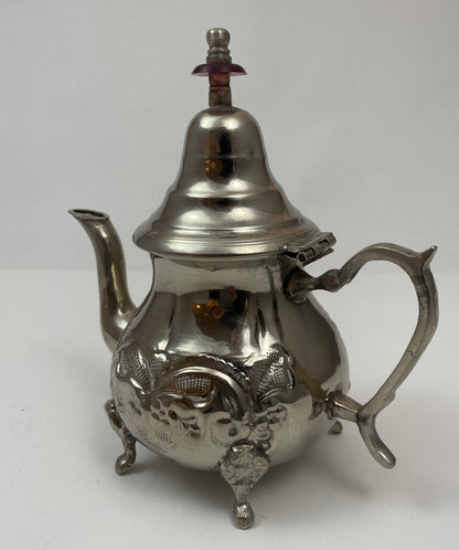 Vintage Moroccan Silver Plated Tea Pot, Handcrafted Islamic Style