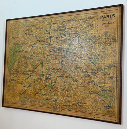 Vintage Paris Metro Map Print, Framed Mid-20th Century Artwork — additional view 4