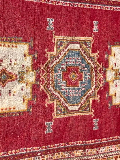 Vintage Moroccan Boujad Tribal Rug, Hand-Woven Wool by Berber Artisans