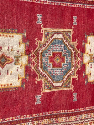 Moroccan Vintage Boujad Berber Tribal Rug 1960s