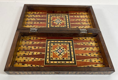 Middle Eastern Mosaic Inlaid Marquetry Box, Vintage Game Chest, 1950