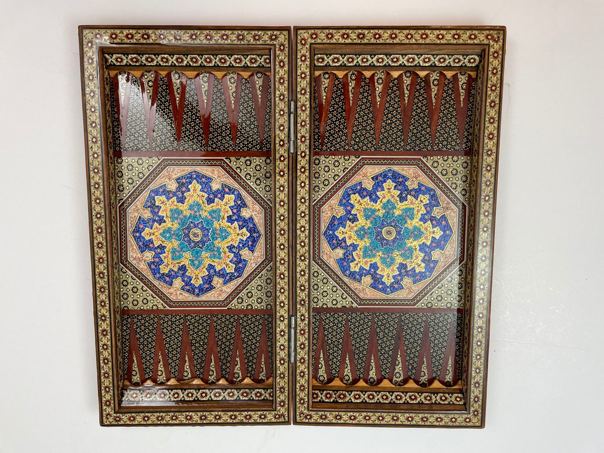Moorish Persian Inlaid Micro Mosaic Backgammon and Chess Board