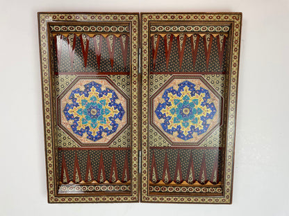 Moorish Persian Inlaid Micro Mosaic Backgammon and Chess Board