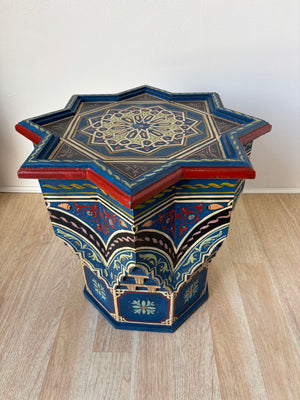 Moroccan Star Shape Blue Side Tables 1960s Pair of Moorish Tables
