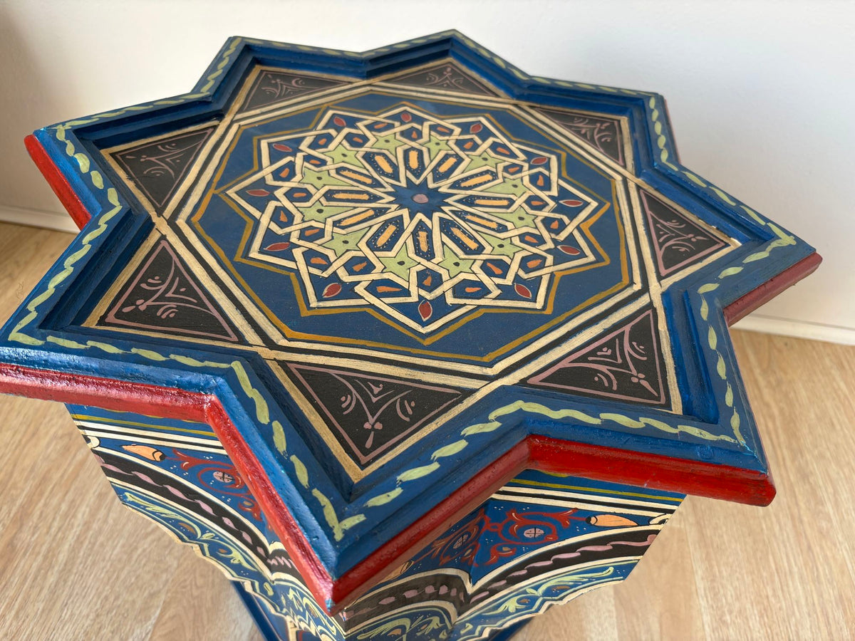 Moroccan Moorish Star Shape Blue Side Table 1960s