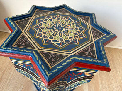 Moroccan Moorish Star Shape Blue Side Table 1960s
