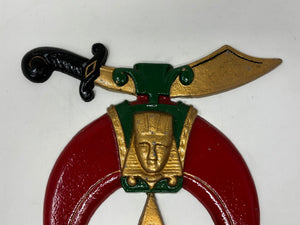 Large Crescent and Scimitar Masonic Shriners Cast Emblem Wall Plaque Freemasonry