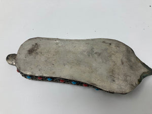 Vintage Metal Aladdin Moroccan Slipper Shoe Ashtray with Beads 1950