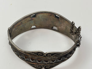 Antique Moorish North African Silver Cuff Bracelet