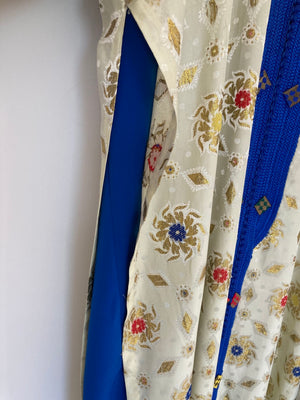 Vintage Moroccan Caftan in Royal Blue And Gold