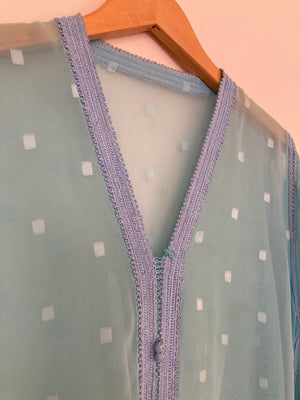Vintage Moroccan Kaftan in Turquoise Cheer Fabric