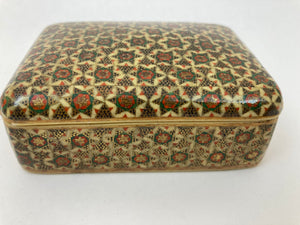 Vintage Middle Eastern Wooden Khatam Indo Persian Islamic Box 1950