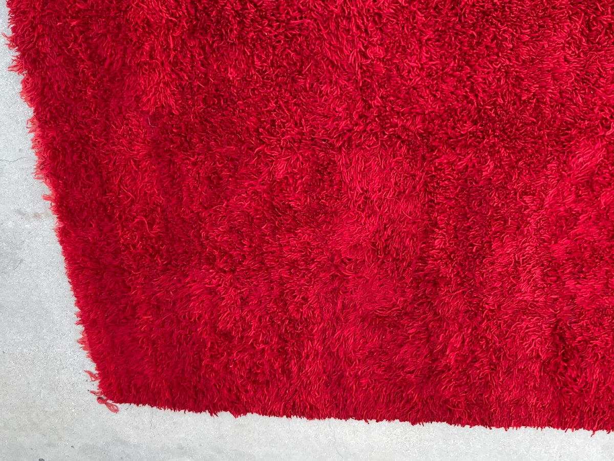 Vintage Moroccan Berber "Bed of Roses" Red Wool Rug, Handwoven, 1960s