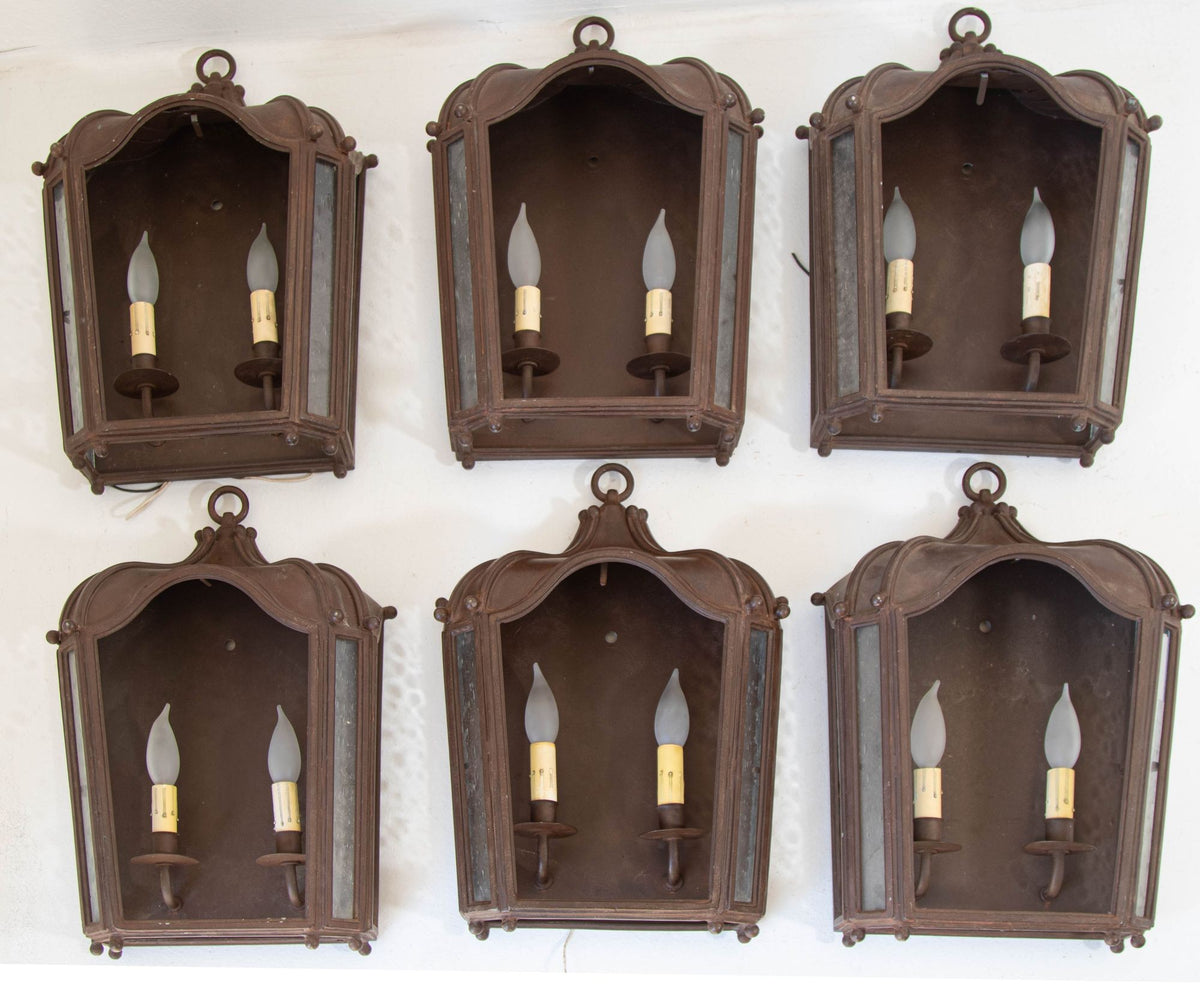 Iron Wall Lantern Antique Rust with Glass 1 of 6 for Outdoor European Style