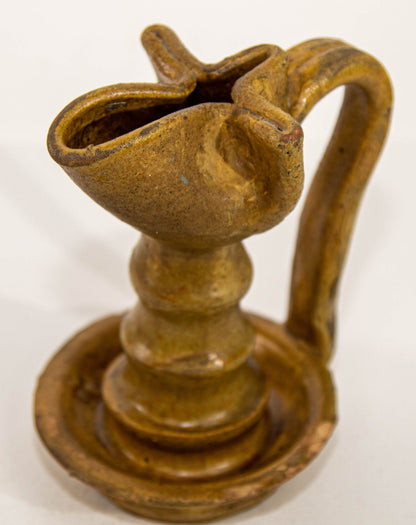 Antique Islamic Persian Nishapur Style Ceramic Glazed Oil Lamp
