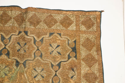 Antique Islamic Art Ottoman Metallic Threads Arched Fragment Textile 19th c.
