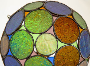 Vintage Moroccan Multi-Color Glass Orb Lantern Moorish Style