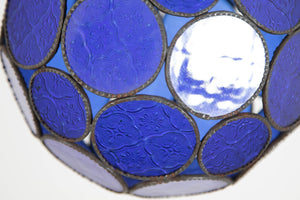 Vintage Moroccan Royal Blue Moorish Glass Orb Glass Lantern