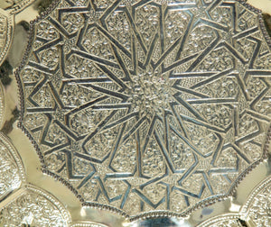 Moroccan Brass Tray Vintage Moorish Islamic Metalwork 12 in. Diameter 1950s
