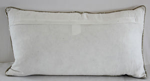 White and Silver Embroidered Mughal Style Throw Pillow