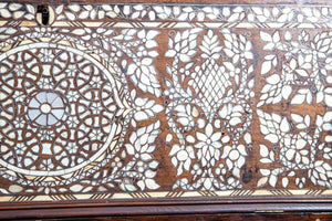 Antique Syrian Mother of Pearl Inlay Dowry Trunk 19th C.