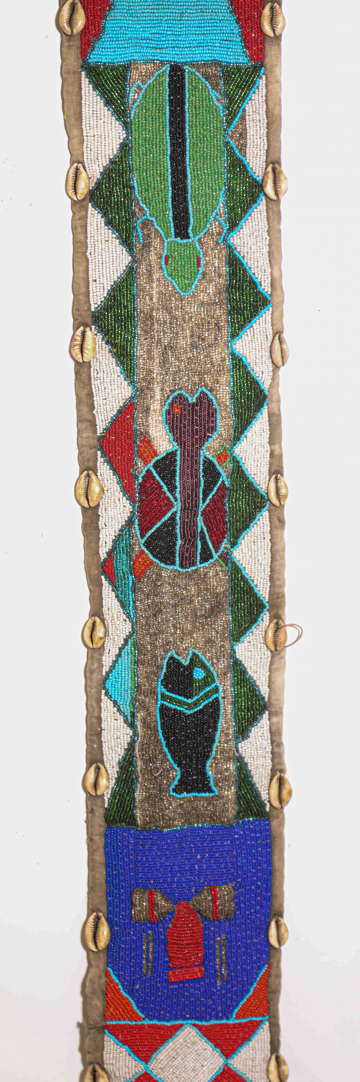 African Yoruba Diviner's Red Beaded Panel Sash 1950 — additional view 4