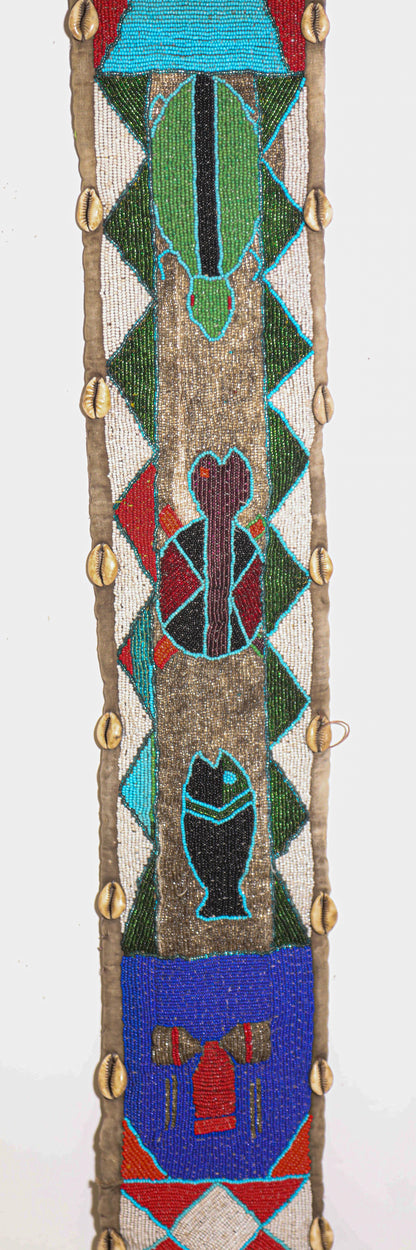 African Yoruba Diviner's Red Beaded Panel Sash 1950 — additional view 4