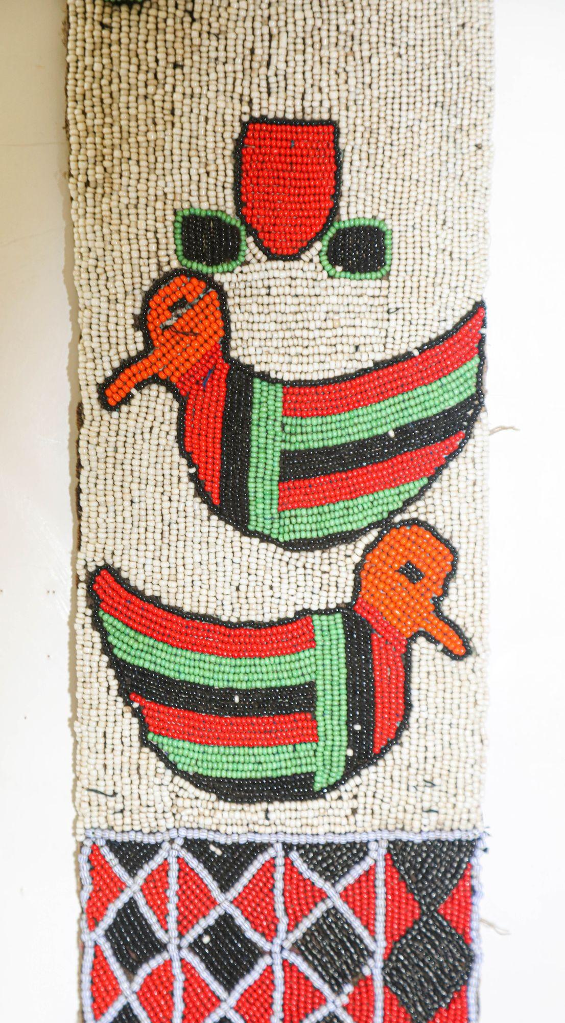 African Yoruba Diviner's Beaded Wall Hanging Panel Sash 1950 — additional view 4