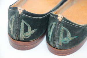 Moorish Mughal style Curled Toe Black Leather Shoes from Tony Duquette Estate