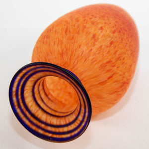 Orange Italian Blown Art Glass Murano Vase Frosted Glass