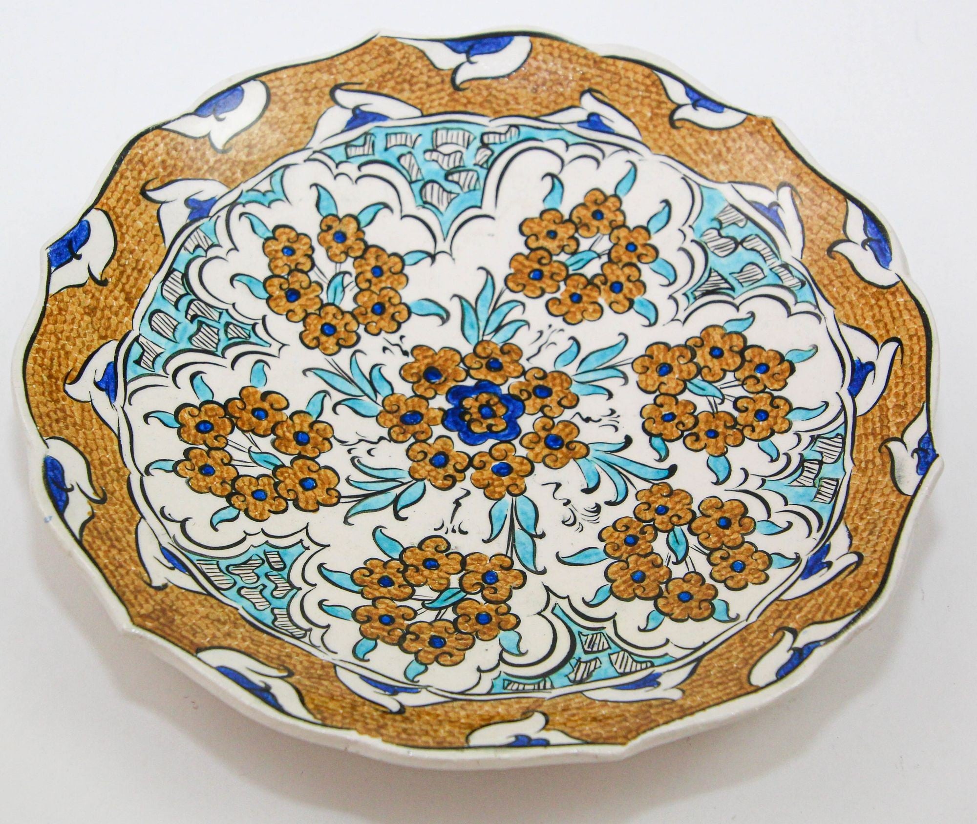 Islamic Ceramic Plate in the Iznik Style Hand Painted in Turkey 1950s