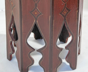 Moroccan Pedestal Table in Moorish Hand Painted Design Octagonal Shape 1960s