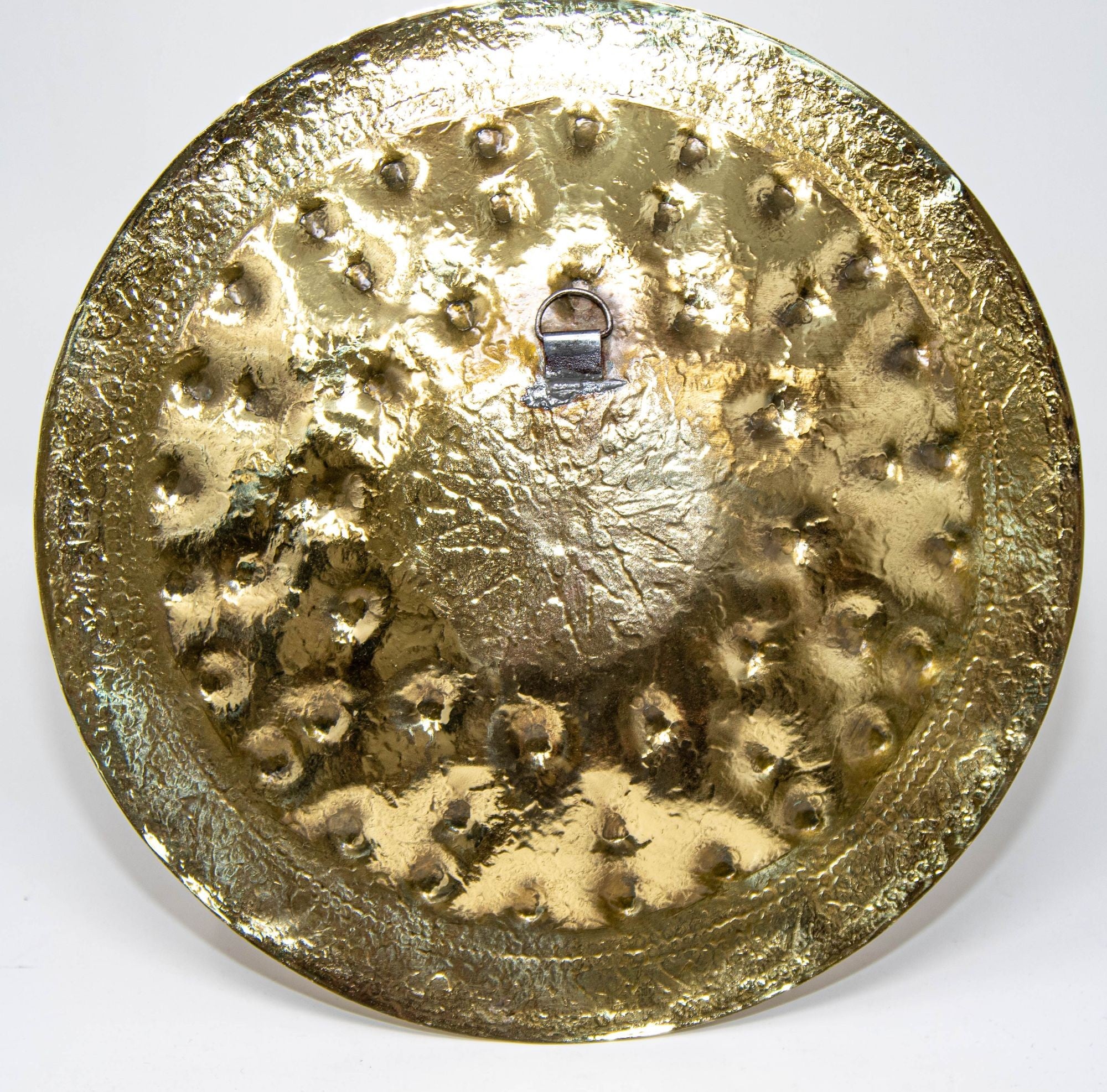 Islamic Persian Polished Brass Tray Collectible Metal Work Platter 10 inches D.