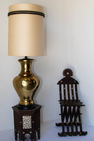 Polished Brass Large Scale Hollywood Regency Moroccan Urn Table Lamp 1950's