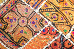 Vintage Pillow in Colorful Embroidered Fabric Patchwork Rajasthan India