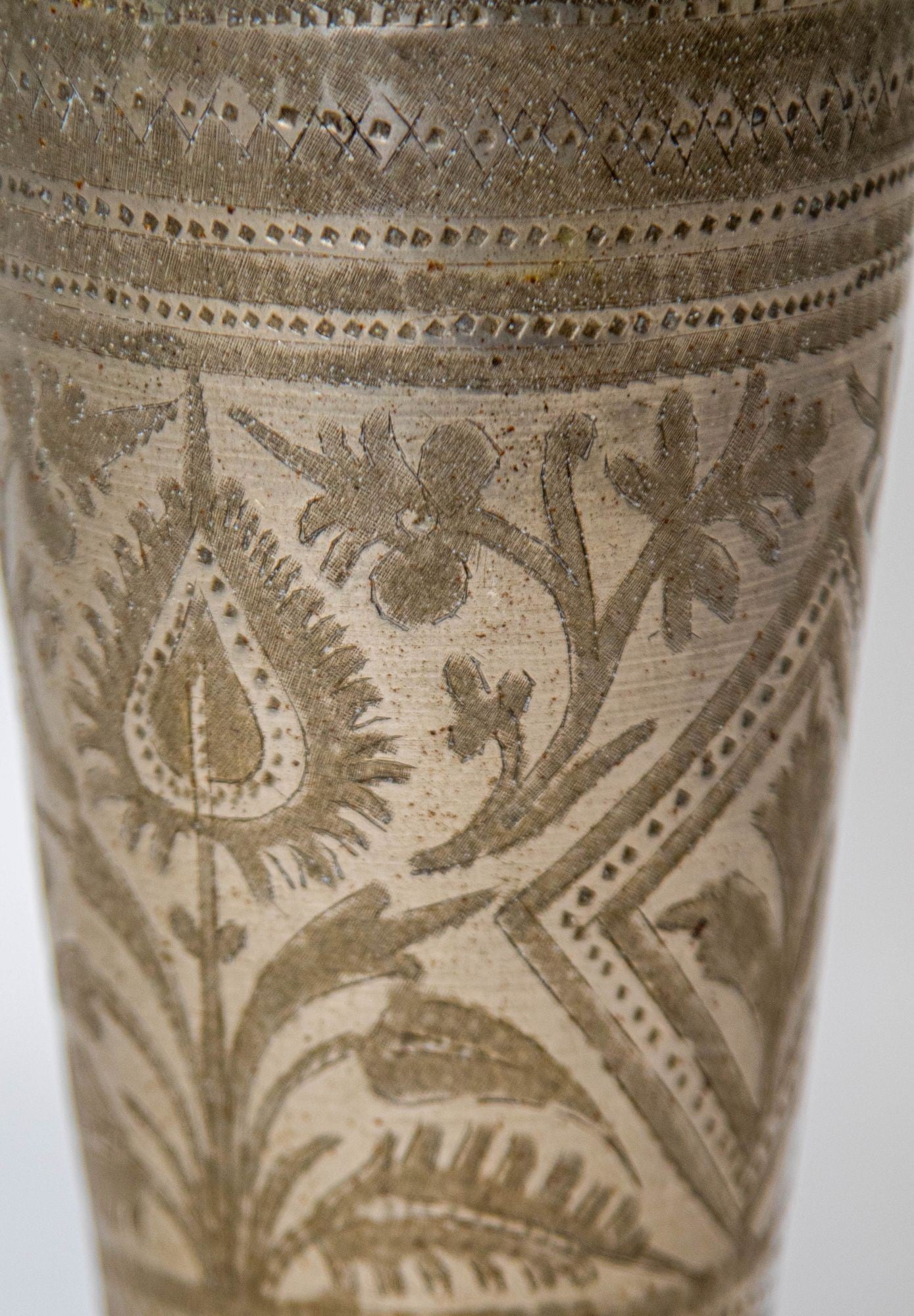 Antique Metal Engraved Beaker or Vase from India 1940s