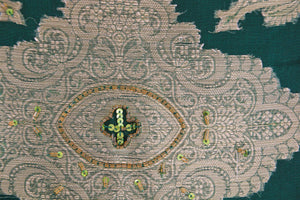 Emerald Green Moorish Throw Pillows Embellished with Sequins and Beads a Pair