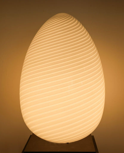 Oversized Vetri Murano White Swirl Glass Egg Table or Floor Lamp, 1970s — detail view 7
