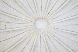 White Marble Open Lotus Flower Shape Large Blow Hand-Carved in India Raj Mughal