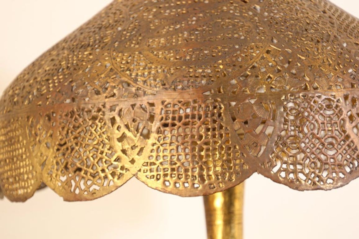Antique Moorish Brass Table Lamp with Arabic Script