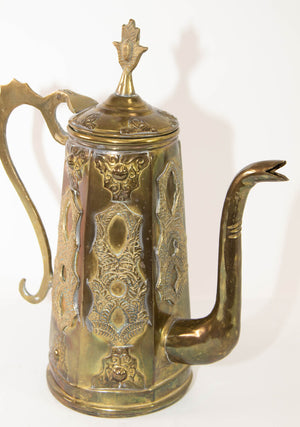 Antique Moroccan Moorish Style Middle Eastern Islamic Brass Coffee Pot