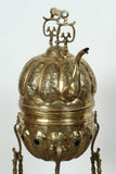 Moroccan Brass Tea Kettle on Stand Handcrafted in Fez Morocco 1930
