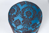 Vintage Blue Upholstered Round Moroccan Pouf