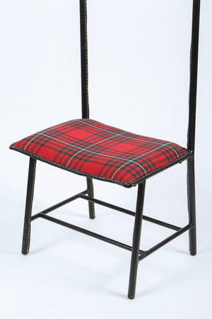 Jacques Adnet For Hermes French Valet Leather Wrapped with Original Tartan Plaid