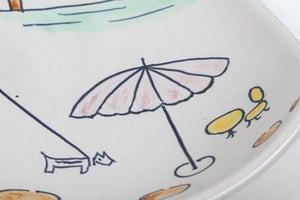 German Vintage Hand-Painted Triangular Plate