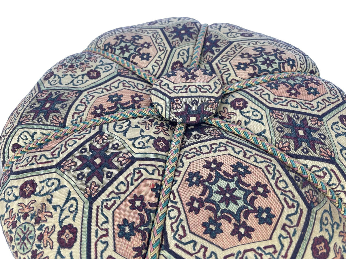 Moroccan Pouf Upholstered in Moorish Textile Fabric Stool